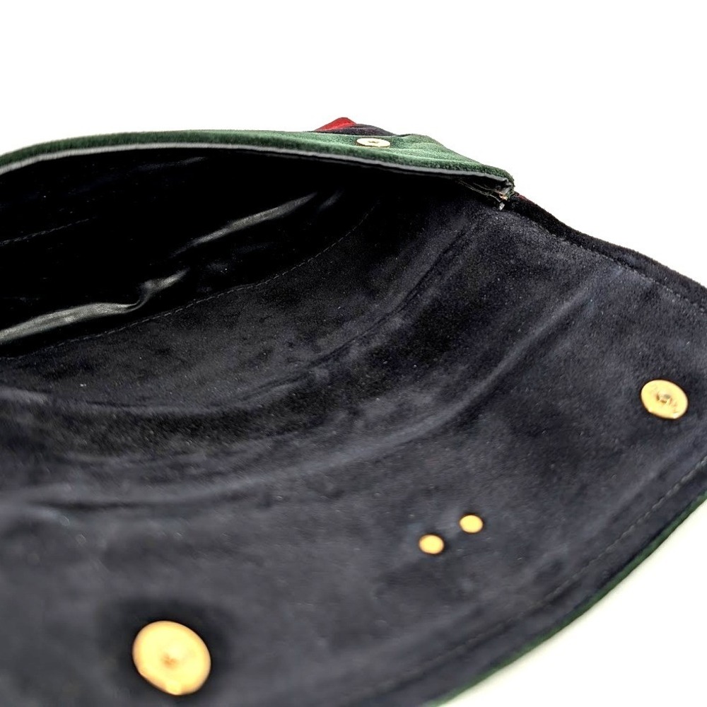 Vintage Suede Colorblock Clutch in Burgundy, Forest Green & Black - Picture 5 of 10